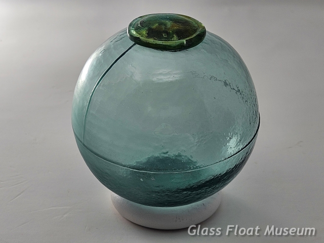 Vintage Japanese GLASS FISHING FLOAT Hand Blown Into Mold.. Number 2 Patch  Mark (#49)