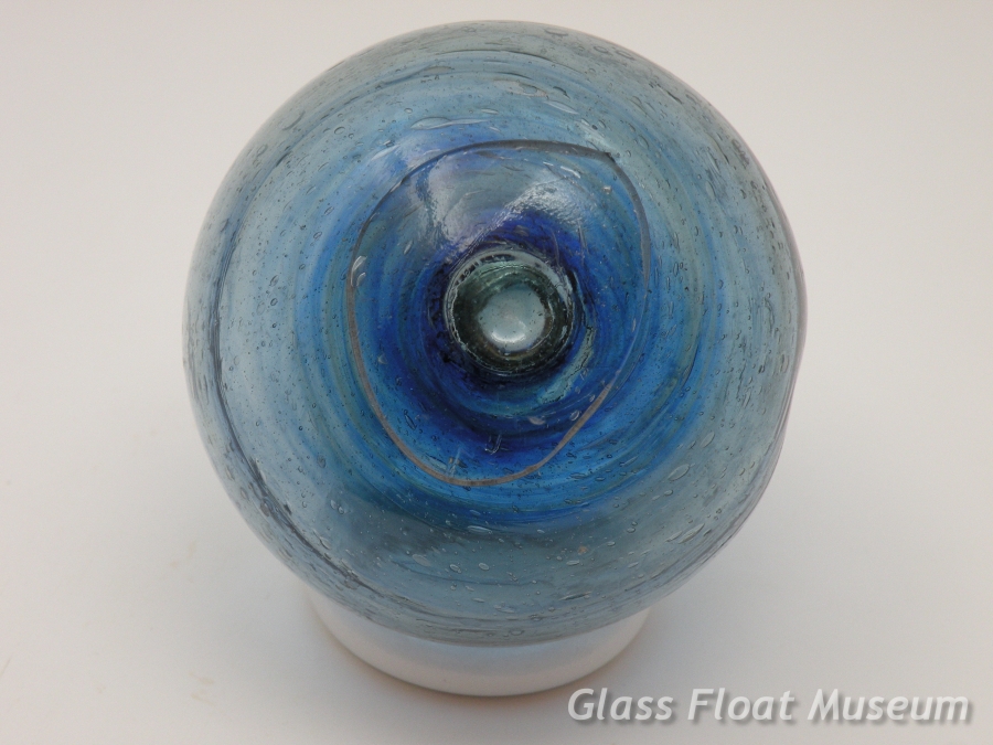 Blue Swirls, Green Eye, Undocumented Mark, 3 1/2 Inch