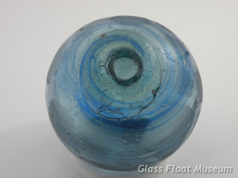 Blue Swirl, Green Nubbin, 3 1/2 Inch